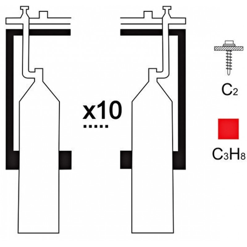 Газовая рампа пропановая АВТОГЕНТЕХМАШ РПР-10с2 (10 бал.,двухплеч.,редук.РПО 25-1) стационарн.