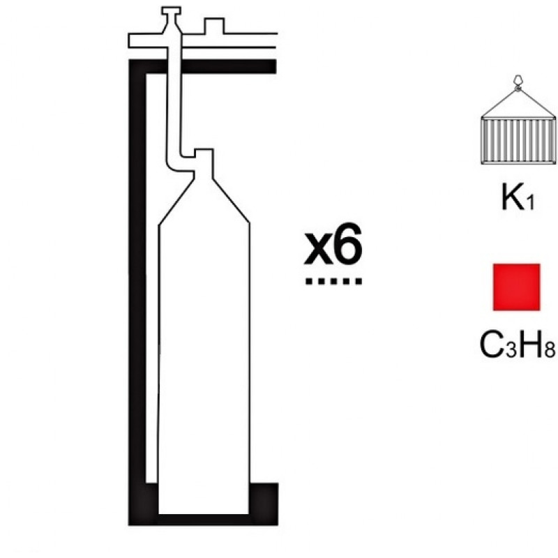 Газовая рампа пропановая АВТОГЕНТЕХМАШ РПР-6к1 (6 бал.,одноряд.,редук.РПО-25-1) контейнерн.