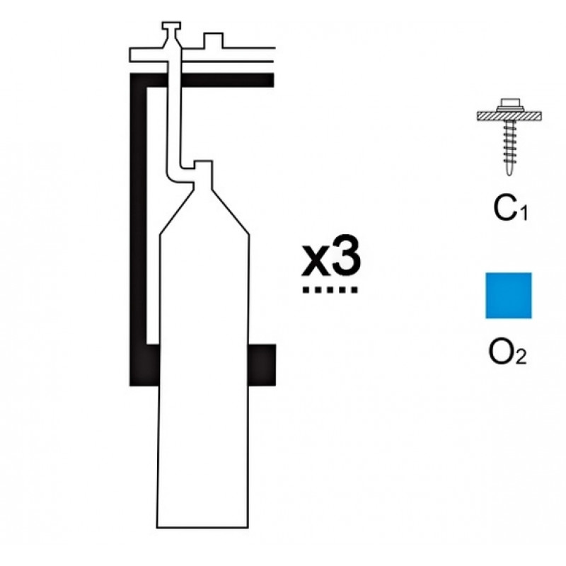 Газовая рампа кислородная АВТОГЕНТЕХМАШ РКР-3с1 (3 бал.,одноплеч.,редук.БКО 50-4) стационарн.