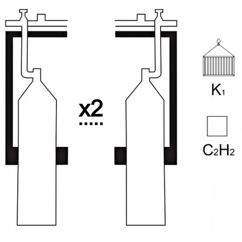 Газовая рампа ацетиленовая АВТОГЕНТЕХМАШ РАР-2к1 (2 бал.,одноплеч.,редук.БАО 5-4) контейнерн.