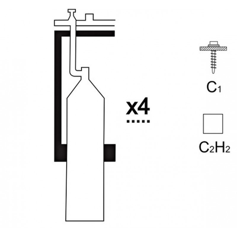 Газовая рампа ацетиленовая АВТОГЕНТЕХМАШ РАР-4с1 (4 бал.,одноплеч.,редук.БАО 5-4) стационарн.