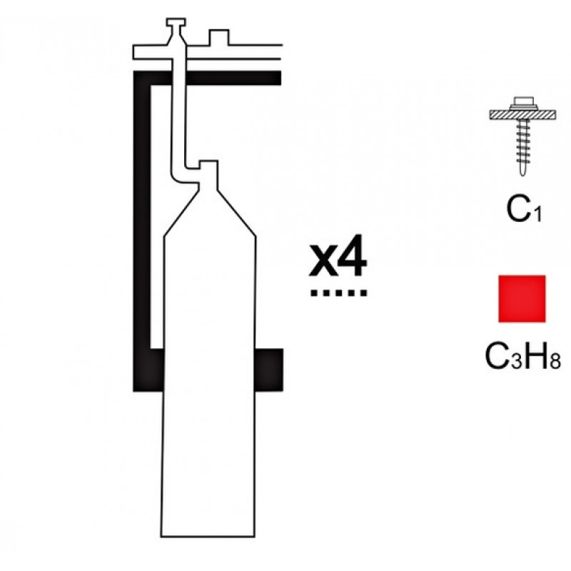 Газовая рампа пропановая АВТОГЕНТЕХМАШ РПР-4с1 (4 бал.,одноплеч.,редук.РПО 25-1) стационарн.