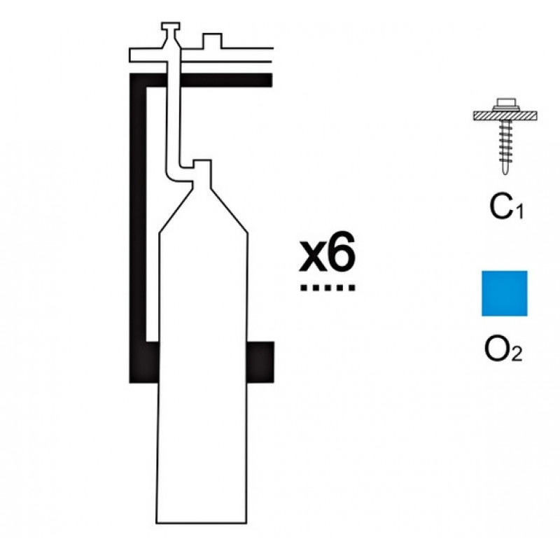 Газовая рампа кислородная АВТОГЕНТЕХМАШ РКР-6с1 (6 бал.,одноплеч.,редук.РКЗ-500) стационарн.